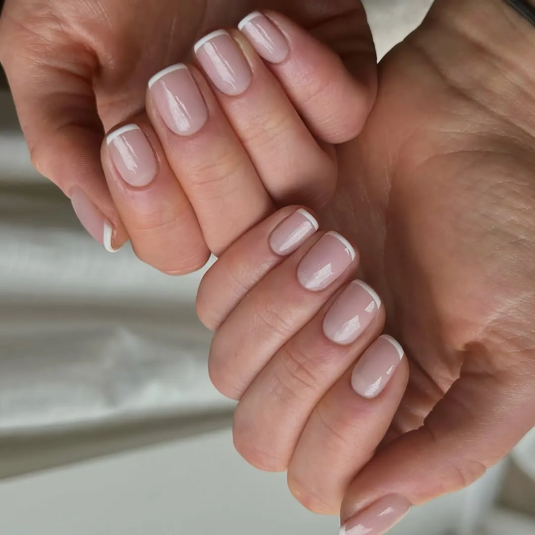 Micro French summer white nail designs
