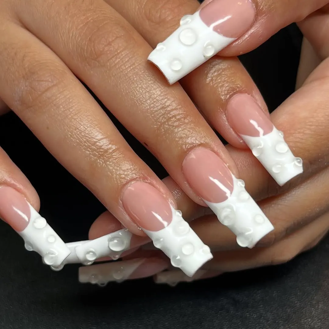 Bubbles summer white nail designs