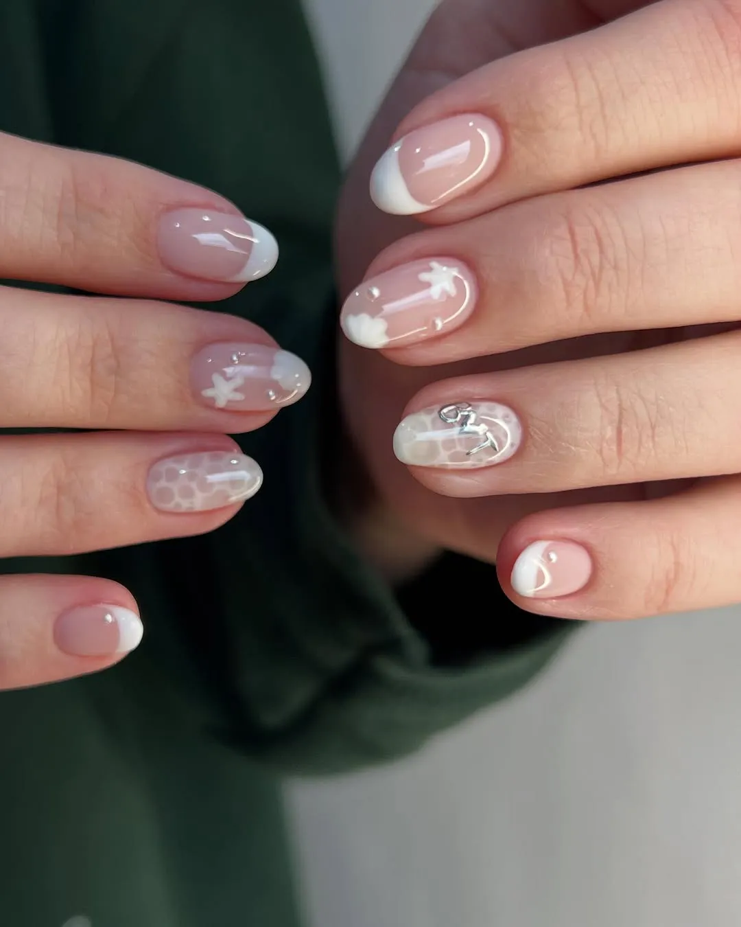 Soft Mix summer white nail designs