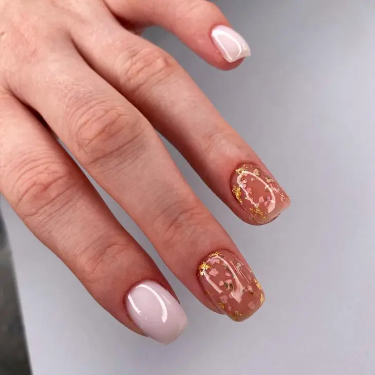 Golden Flakes on Pink Blush