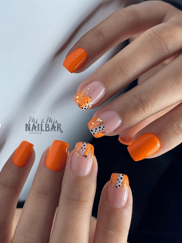 Tropical Orange Summer Nails