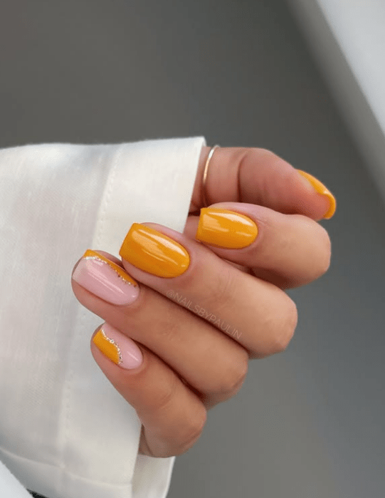 Bright Yellow Rainbow Nails