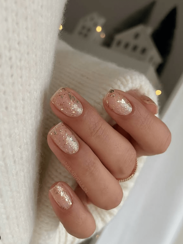 Glitter and Sparkle Short Square Nails