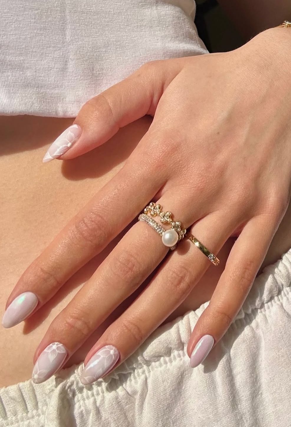 White Neon Swirl Nails