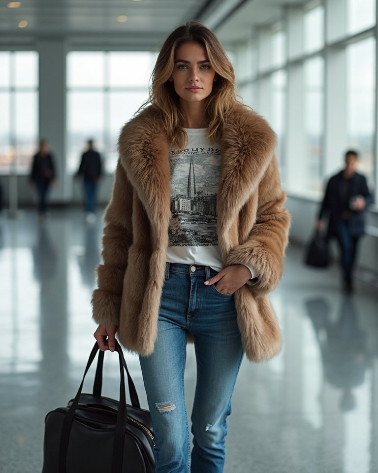 effortlessly chic winter travel outfit