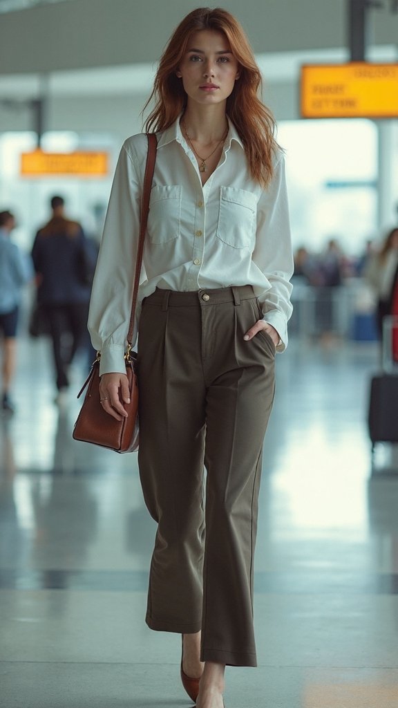 versatile polished practical layered travel outfit